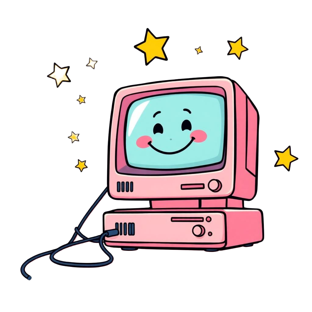 Happy computer mascot